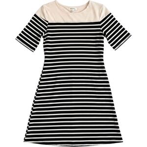 Monteau Black and Cream Striped‎ Mini Dress